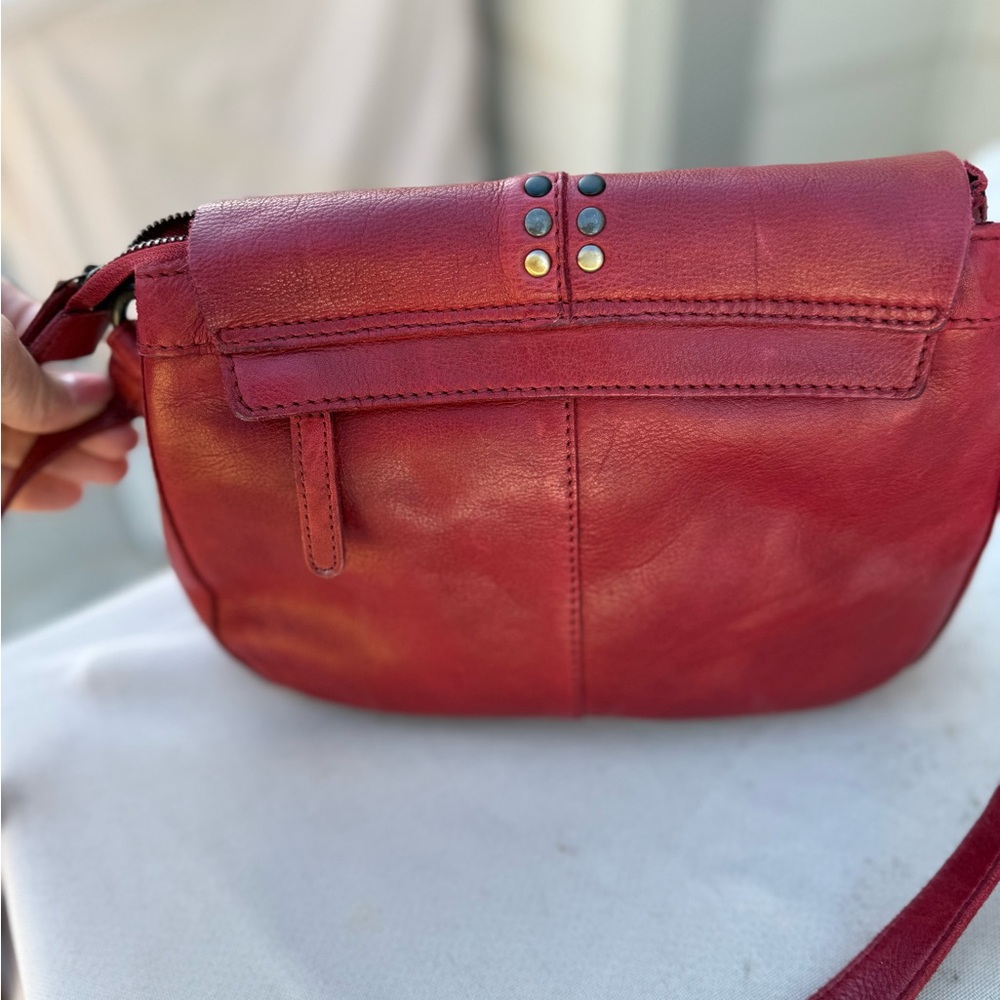 Vilenca Holland BohoStudded Cross Body Red Leather Made In India - Picture 3 of 8